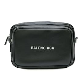 Balenciaga-Balenciaga Black Leather Shoulder Bag-Black