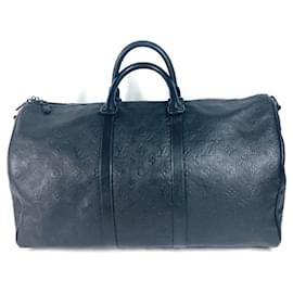 Louis Vuitton-Louis Vuitton Monogram Shadow Keepall Bandouliere 50 Travel Bag-Black