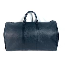 Louis Vuitton-Louis Vuitton Monogram Shadow Keepall Bandouliere 50 Travel Bag-Black
