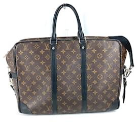 Louis Vuitton-Louis Vuitton Monogram Macassar Porte Document Voyage GM Bag-Brown,Black