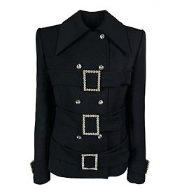 2001 Dolce & Gabbana Swarovski Wool Coat FW 2001 Runway Black