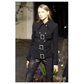 Dolce & Gabbana-2001 Dolce & Gabbana Swarovski Wool Coat FW 2001 Runway-Black