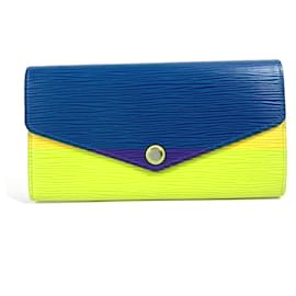 Louis Vuitton-Louis Vuitton Epi Portefeuille Sarah Long Wallet-Blue,Other,Yellow