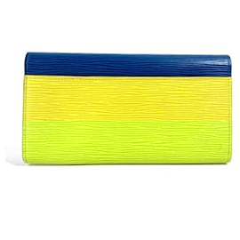 Louis Vuitton-Louis Vuitton Epi Portefeuille Sarah Long Wallet-Blue,Other,Yellow