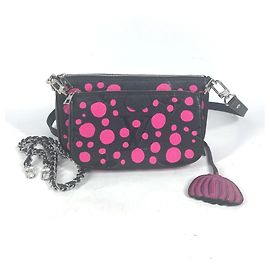 Louis Vuitton Monogram Empreinte Yayoi Kusama Multi Pochette Acessórios Preto Rosa