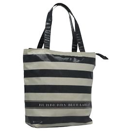 BURBERRY Blue Label Coated Canvas Black White Auth ti2895 Black White