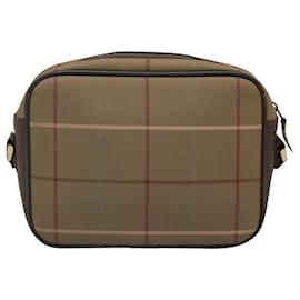 Autre Marque-Burberrys Nova Check Shoulder Bag Canvas Leather Brown Gold Auth bs23092-Brown,Golden
