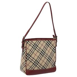 Bolsa de ombro Burberry Nova Check Blue Label em lona bege Auth EC388 Bege