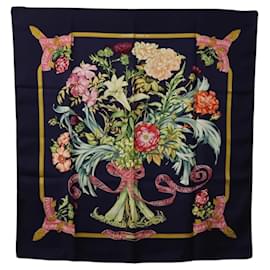 Hermès-HERMES Carre 90 Scarf ""REGINA"" Silk Navy Auth am7954-Navy blue