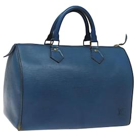 Louis Vuitton-LOUIS VUITTON Epi Speedy 30 Hand Bag Toledo Blue M43005 LV Auth EC381-Blue