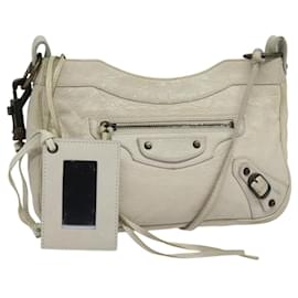 Balenciaga-BALENCIAGA The Hip Shoulder Bag Leather White 242803 Auth fm4372-White