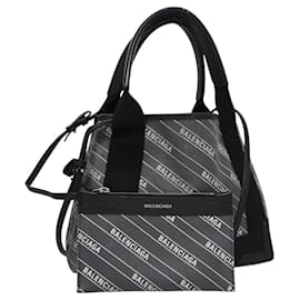 Balenciaga-BALENCIAGA Hand Bag PVC Leather 2way Gray 390346 Auth BA449-Brown