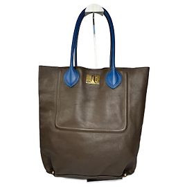 Bolsa de couro vintage Emilio Pucci marrom e azul Marrom