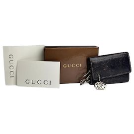 Vintage Gucci Leather Monogram Key Holder Brown Brown