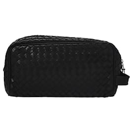 Autre Marque-BOTTEGA VENETA INTRECCIATO Clutch Bag Leather Black Auth bs23431-Black