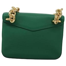 Autre Marque-BOTTEGA VENETA Chain Hand Bag Leather 2way Gold Green Auth PP350A-Golden,Green
