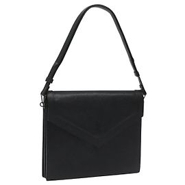 Bolsa de ombro em couro preto SAINT LAURENT Auth sw105 Preto