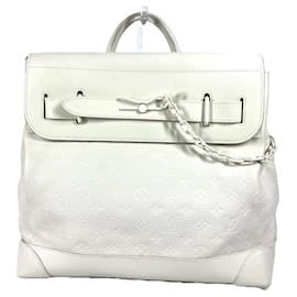 Louis Vuitton-Bolsa Tote Steamer PM em Taurillon Monogram Louis Vuitton-Branco