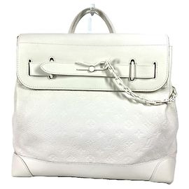 Sac à main Steamer PM en Taurillon Monogram Louis Vuitton Blanc