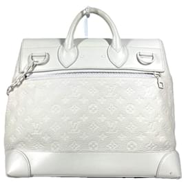 Louis Vuitton-Bolsa Tote Steamer PM em Taurillon Monogram Louis Vuitton-Branco