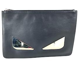 Fendi-Fendi 7N0078 Monster Bugs Pouch Bag Clutch-Black