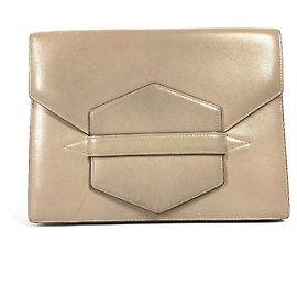 Hermès Bolsa clutch de couro bege vintage Hermes Bege