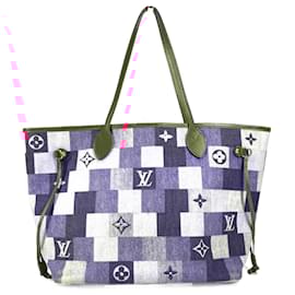Louis Vuitton-Louis Vuitton Monogram Denim Square Patchwork Neverfull MM-Red,Blue