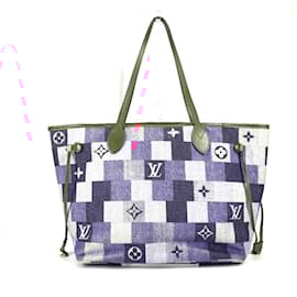 Louis Vuitton-Louis Vuitton Monogram Denim Square Patchwork Neverfull MM-Red,Blue