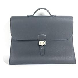 Hermès-Hermes Togo Leather Briefcase-Black