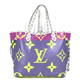 Louis Vuitton-Louis Vuitton Monogram Giant Neverfull MM Tote Bag-White,Purple,Yellow
