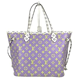 Louis Vuitton-Louis Vuitton Monogram Giant Neverfull MM Tote Bag-White,Purple,Yellow