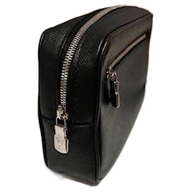 Louis Vuitton-Clutch made of black gray Taiga leather-Black