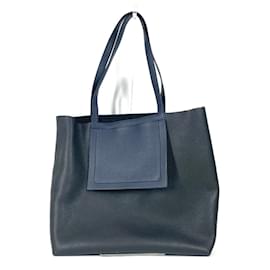 Hermès-Sac à main bicolore Cabas Série 46 d'Hermès-Noir,Bleu Marine