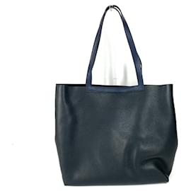 Hermès-Sac à main bicolore Cabas Série 46 d'Hermès-Noir,Bleu Marine