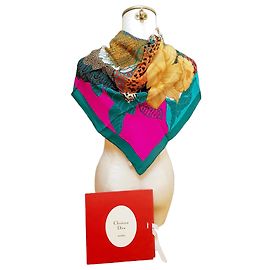 Colored silk scarf Christian Dior – Vintage – 78 x 78 cm – Original box Multiple colors
