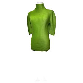 Vintage Issey Miyake plissierter Rollkragenpullover 38/M grün Grün