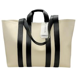 Lanvin-Lanvin Milk Canvas Ballade East West Shopper-Cream
