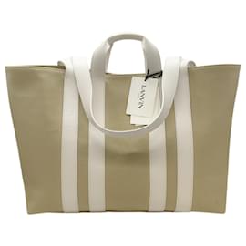 Lanvin-Lanvin Beige Canvas Ballade East West Shopper-Beige