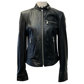 Dolce & Gabbana Black Leather Biker Jacket Black