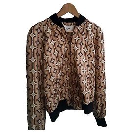 Céline Bomberjacke Braun Gold Seide Braun Golden