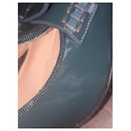 Christian Louboutin-Christian Louboutin Dark Teal Patent Leather Carmela Pumps-Rouge,Gris