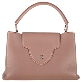 Louis Vuitton-Louis Vuitton MM Capucines Top Handle Bag in Brown Leather-Brown,Red