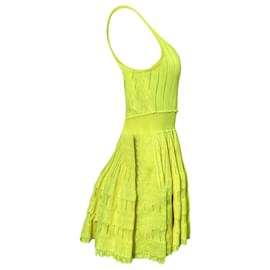 Alaïa-Alaïa Crinoline Mini Dress in Yellow Viscose-Yellow