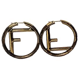 Fendi-Fendi F is Fendi Hoop Earrings in Gold Metal-Golden,Metallic
