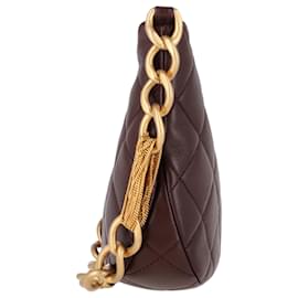Chanel- Chanel CC Quilted Mixed Chain Hobo Shoulder Bag in Brown Leather-Brown,Red