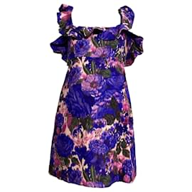 Zimmermann- Zimmermann Floral Printed Mini Dress in Multicolor Linen-Multiple colors