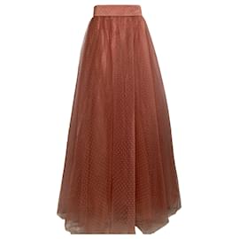 Zimmermann- Zimmermann Polka Dot Tulle Maxi Skirt in Blush Polyester-Brown,Pink