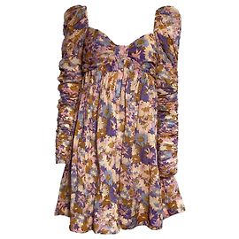 Abito mini arricciato con stampa floreale Zimmermann in cotone multicolore Multicolore