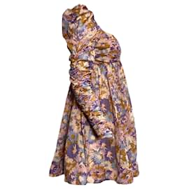 Zimmermann- Zimmermann Floral Print Ruched Mini Dress in Multicolor Cotton-Multiple colors
