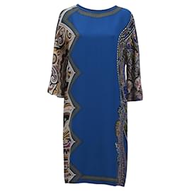 Etro- Etro Printed 3/4 Sleeve Midi Dress in Multicolor Silk-Multiple colors